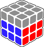 Cub 3x3x3 amb les dues primeres capes resoltes, F2L